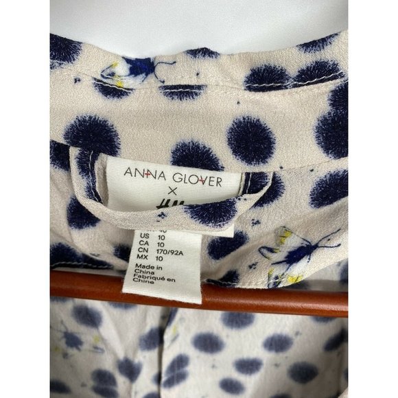 Anna Glover x H&M Crepe Blazer Size 10 Polka Dot Moth Pattern Pockets LIGHWEIGHT - Picture 4 of 6